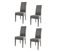 t m c s Tommychairs - Set 4 chaises Luisa Structure en hêtre peindré en Gris foncé, Assise et Dossier rembourrés et revêtus en Cuir Artificiel Gris foncé