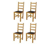t m c s Tommychairs - Set 4 chaises Rustica pour Cuisine, Bar et Salle à Manger, Robuste Structure en Bois de hêtre peindré en chêne et Assise rembourrée et revêtue en Cuir Artificiel Couleur Marron