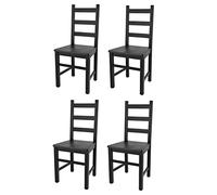 t m c s Tommychairs - Set 4 chaises Rustica pour Cuisine, Bar et Salle à Manger, Robuste Structure en Bois de hêtre peindré en Couleur Aniline Noir et Assise en Bois