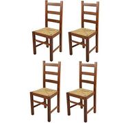 t m c s Tommychairs - Set 4 chaises Rustica pour Cuisine, Bar et Salle à Manger, Robuste Structure en Bois de hêtre peindré en Couleur Noyer Clair et Assise en Paille