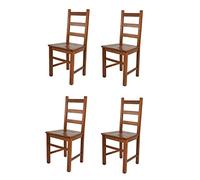 t m c s Tommychairs - Set 4 chaises Rustica pour Cuisine, Bar et Salle à Manger, Robuste Structure en Bois de hêtre peindré en Couleur Noyer Clair et Assise en Bois