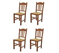 t m c s Tommychairs - Set 4 chaises Silvana pour Cuisine, Bar et Salle à Manger, Robuste Structure en Bois de hêtre peindré en Couleur Noyer Clair et Assise en Paille