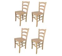 t m c s Tommychairs - Set 4 chaises Venezia pour Cuisine, Bar et Salle à Manger, Robuste Structure en Bois de hêtre Poli, Non traité, 100% Naturel et Assise en Bois