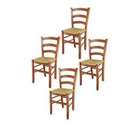 t m c s Tommychairs - Set 4 chaises Venice pour Cuisine, Bar et Salle à Manger, Robuste Structure en Bois de hêtre peindré en Couleur Cerisier et Assise en Paille