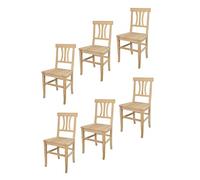 t m c s Tommychairs - Set 6 chaises Artemisia pour Cuisine, Bar et Salle à Manger, Robuste Structure en Bois de hêtre Poli, Non traité, 100% Naturel et Assise en Bois