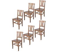 t m c s Tommychairs - Set 6 chaises Artemisia pour Cuisine, Bar et Salle à Manger, Robuste Structure en Bois de hêtre peindré en Couleur Noyer et Assise en Bois
