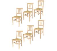 t m c s Tommychairs - Set 6 chaises Artemisia pour Cuisine, Bar et Salle à Manger, Robuste Structure en Bois de hêtre Poli, Non traité, 100% Naturel et Assise en Paille