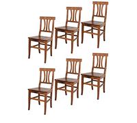 t m c s Tommychairs - Set 6 chaises Artemisia pour Cuisine, Bar et Salle à Manger, Robuste Structure et Assise en Bois de hêtre peindré en Noyer Antique