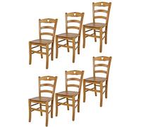t m c s Tommychairs - Set 6 chaises Cuore pour Cuisine, Bar et Salle à Manger, Robuste Structure en Bois de hêtre peindré en Couleur chêne et Assise en Bois