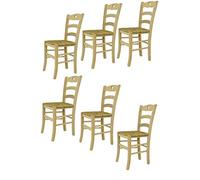 t m c s Tommychairs - Set 6 chaises Cuore pour Cuisine, Bar et Salle à Manger, Robuste Structure en Bois de hêtre Poli, Non traité, 100% Naturel et Assise en Paille