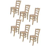 t m c s Tommychairs - Set 6 chaises Cuore pour Cuisine, Bar et Salle à Manger, Robuste Structure en Bois de hêtre Poli, Non traité, 100% Naturel et Assise en Bois