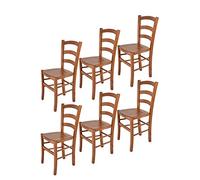 t m c s Tommychairs - Set 6 chaises Venice pour Cuisine, Bar et Salle à Manger, Robuste Structure en Bois de hêtre peindré en Couleur Cerisier et Assise en Bois
