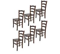 t m c s Tommychairs - Set 6 chaises Venice pour Cuisine, Bar et Salle à Manger, Robuste Structure en Bois de hêtre peindré en Couleur Noyer foncé et Assise en Bois