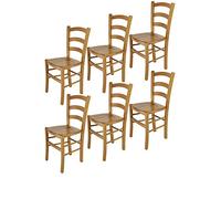 t m c s Tommychairs - Set 6 chaises Venice pour Cuisine, Bar et Salle à Manger, Robuste Structure en Bois de hêtre peindré en Couleur chêne et Assise en Bois