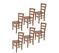 t m c s Tommychairs - Set 6 chaises Venice pour Cuisine, Bar et Salle à Manger, Robuste Structure en Bois de hêtre peindré en Couleur Noyer Clair et Assise en Bois