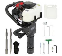 T-Mech Enfonce Pieux pour Panneaux, Poteaux et Piquets de Clôture, Pilon à Poteau Moteur Essence à 2 Temps de 900W avec Accessoires