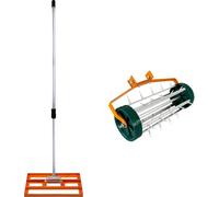 T-Mech Raclette à gazon 50cm et aérateur de gazon roulant - Orange