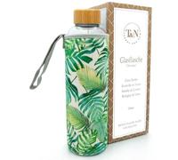 T&N bouteille verre 1L / 750ml / 500ml - gourde réutilisable avec housse néoprène - étanche & sans BPA - borosilicate épais - pour eau, thé, boissons gazeuses