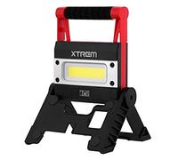 T’nB Projecteur de Chantier LED Portable XLAMP avec Batterie Rechargeable, Fonction Station de Charge, Lumière de Travail Ajustable et Puissante 12W 1000 LM, Etanchéité IPX5 - Noir et Rouge