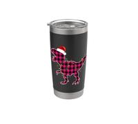 T Rex Lampe de Noël à carreaux rose pour femme et fille Motif dinosaure Gobelet isotherme en acier inoxydable double paroi