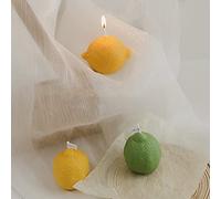 T-shin Bougie parfumée en forme de citron, 100 g de cire de soja aux arômes de fruits, bougie décorative pour table photo, cadeau d'anniversaire, parfait pour la méditation, le bain, le yoga (jaune)