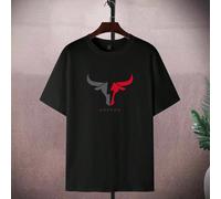 T-shirt à manches courtes col rond avec motif tête de taureau, grande taille, été 1XL,2XL,3XL,4XL,5XL,6XLgraphique,LettresÉtoffe