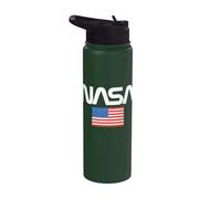 T-shirt à manches longues avec logo de la NASA Worm avec drapeau américain Stainless Steel Insulated Water Bottle