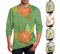T-shirt à manches longues pour homme Coupe ajustée Motif floral vintage, 1 pièce., 3XL