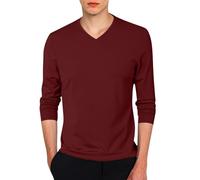 T-Shirt à Manches Longues pour Homme, T-Shirt en Coton léger à Manches Longues avec col en V, sous-Vêtement de Détente, Haut superposé Coupe Ajustée pour Sport Running Travail Respirant Cooling