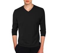 T-Shirt à Manches Longues pour Homme, T-Shirt en Coton léger à Manches Longues avec col en V, sous-Vêtement de Détente, Haut superposé Coupe Ajustée pour Sport Running Travail Respirant Cooling