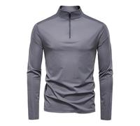 T-Shirt Anti UV Homme Manches Longues Polyester Col Zip Tee Shirt Sport Haut Protection Solaire UPF 50+ Séchage Rapide Respirant Randonnée Plage