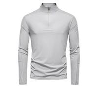 T-Shirt Anti UV Homme Manches Longues Polyester Col Zip Tee Shirt Sport Haut Protection Solaire UPF 50+ Séchage Rapide Respirant Randonnée Plage