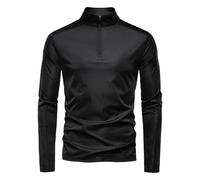 T-Shirt Anti UV Homme Manches Longues Polyester Col Zip Tee Shirt Sport Haut Protection Solaire UPF 50+ Séchage Rapide Respirant Randonnée Plage