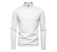 T-Shirt Anti UV Homme Manches Longues Polyester Col Zip Tee Shirt Sport Haut Protection Solaire UPF 50+ Séchage Rapide Respirant Randonnée Plage