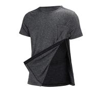T-shirt de chirurgie post-épaule pour homme avec boutons-pression latéraux gauche et droit pour homme et femme - Respirant - Style décontracté et solide avec poche de poitrine - Hauts et t-shirts