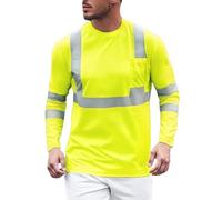 t-Shirt De Protection De SéCurité De Travail Homme, T-Shirt RéFléChissant Haute Visibilité À Manches Longues, VêTements De SéCurité Haut Tee Shirt Fluo Avertissement Workwear Gilet