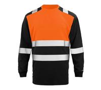 T-Shirt de Protection de Sécurité de Travail Homme, T-Shirt Réfléchissant Haute Visibilité À Manches Longues, Vêtements de Sécurité Haut Tee Shirt Fluo Avertissement Workwear Gilet