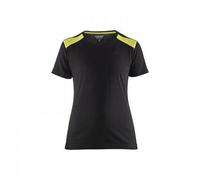 T-shirt de travail bicolore 100% coton femme 3479 - noir et jaune fluo - S BLAKLADER