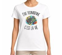 T-Shirt Femme Blanc Être technicienne C'est la Vie | Coton Biologique Coupe Ajustée Col Rond XS à 3XL | Tee Shirt Manches Courtes Quotidien | Cadeau Métier Technique Femme Anniversaire Fête des Mères