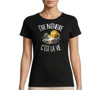 T-Shirt Femme Noir Être ingénieure C'est la Vie | Coton Biologique 185 g/m² Col Rond XS à 3XL | Tee Shirt Manches Courtes Quotidien | Cadeau Métier Technique Femme Anniversaire Noël
