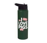 T-shirts à motifs d'animaux de la ferme I Love Pigs Stainless Steel Insulated Water Bottle