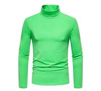 T-shirts pour hommes UK manches longues décontracté demi-col haut pull de sport solide uni doux slim fit t-shirts légers pour homme pour un usage quotidien, Vert, M
