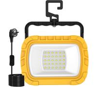 T-SUN 30W Projecteur LED de Chantier, 1000LM Lampe de Travail LED avec Prise et Cordon de 1.8M, Éclairage de Chantier Portables et Étanche Blanc Froid 6500K pour Garage, Atelier, Camping -1PC
