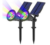 T-SUN 7 LED Lampe Solaire 2Packs Solaire Projecteur avec 7 Couleurs Changent Extérieur sans Fil Etanche IP65 Lampe Jardin avec 180° Réglable Spot Solaire Extérieur pour Jardin, Cour, Extérieur, Chemin