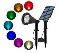 T-SUN Couleur Spot Solaire, 2 en 1 Lumière Solaire Jardin Etanche, Lampe Solaire Exterieur 7 LED,Projecteur Solaire avec 3M Câble pour Jardin, Cour, Pelouse, Chemin