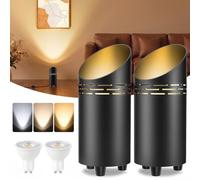 T-SUN LED Sol Spot, 6W Lampe de Sol pour Intérieur avec Ampoule GU10 LED, Interrupteur Pied & Câble de 1,8 m, Lumière Chaude/Froide Lampadaire Dimmable pour Plantes, Coin, Chambre(2 Pcs, Noir)