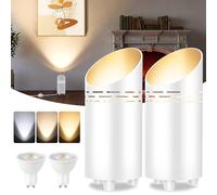 T-SUN LED Sol Spot, 6W Lampe de Sol pour Intérieur avec Ampoule GU10 LED, Interrupteur Pied & Câble de 1,8 m, Lumière Chaude/Froide Lampadaire Dimmable pour Plantes, Coin, Chambre(2 Pcs, Blanc)