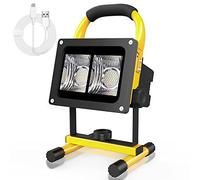 T-SUN Projecteur LED Rechargeable 40W Chantier Portable IP65 Étanche Lampe de Travail avec USB Pour Atelier, Garage, Camping, Pêche, etc