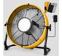 T-SUN Ventilateur sans fil à batterie de 40,6 cm compatible avec batterie Dewalt 18V/20V, ventilateur de sol portable avec lumière LED, port USB Type C, vitesses sans paliers, ventilateur industriel