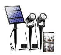 T-SUNUS Lampe Solaire Extérieur, Spot Solaire Extérieur Jardin Blanc Froid avec 2 Modes d'Éclairage, IP65 Étanche, Auto ON/OFF Projecteur de Jardin pour Arbre Patio Cour Chemin